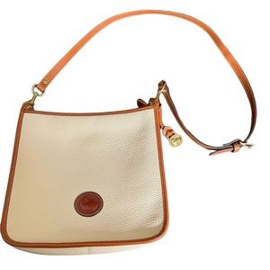 Dooney & Bourke Vintage beige and brown pebbled leather cross body bag preowned